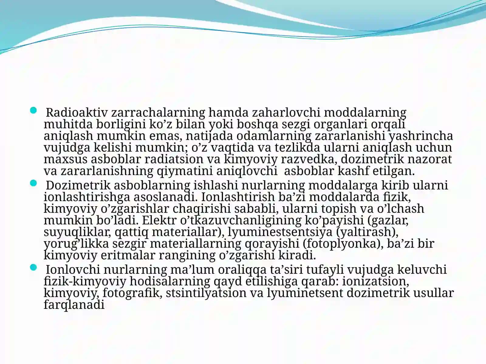 Dozimetriyametodlari.Dozimetrikasboblartasnifi 2