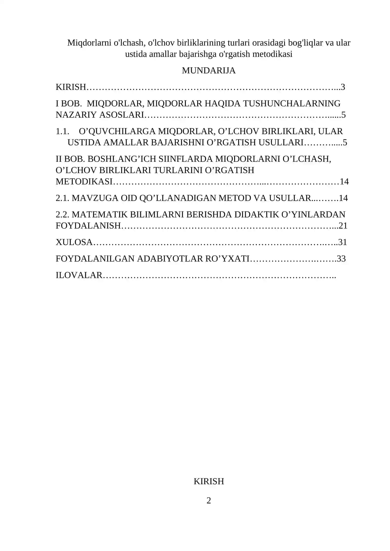Miqdorlarni o'lchash, o'lchov birliklarining turlari orasidagi bog'liqlar va ular ustida amallar bajarishga o'rgatish metodikasi 2