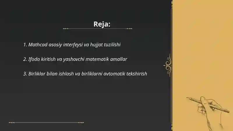 Mathcad dasturida ishlash 2