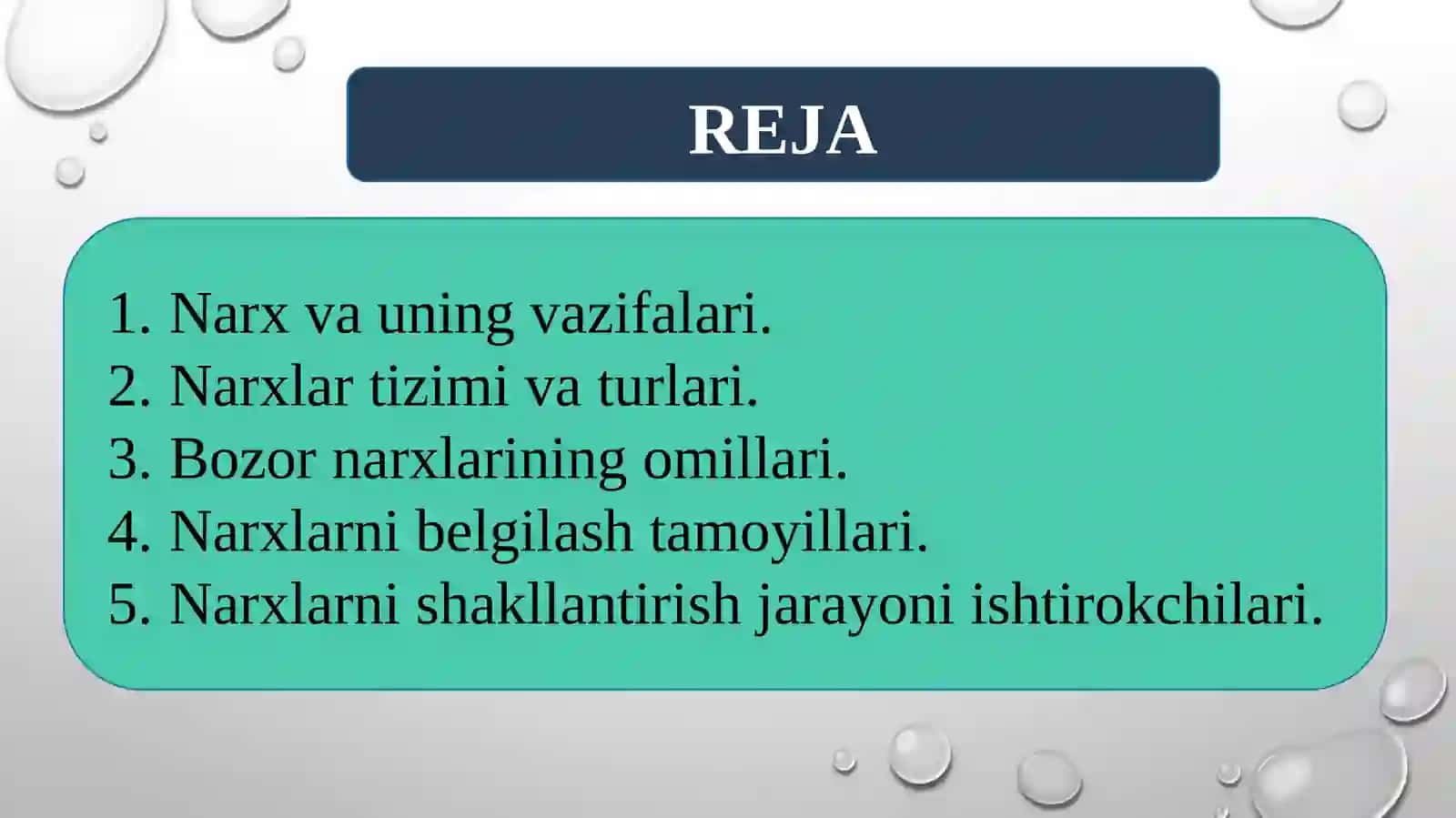 Narxning mohiyati va shakllanish xususiyati 2