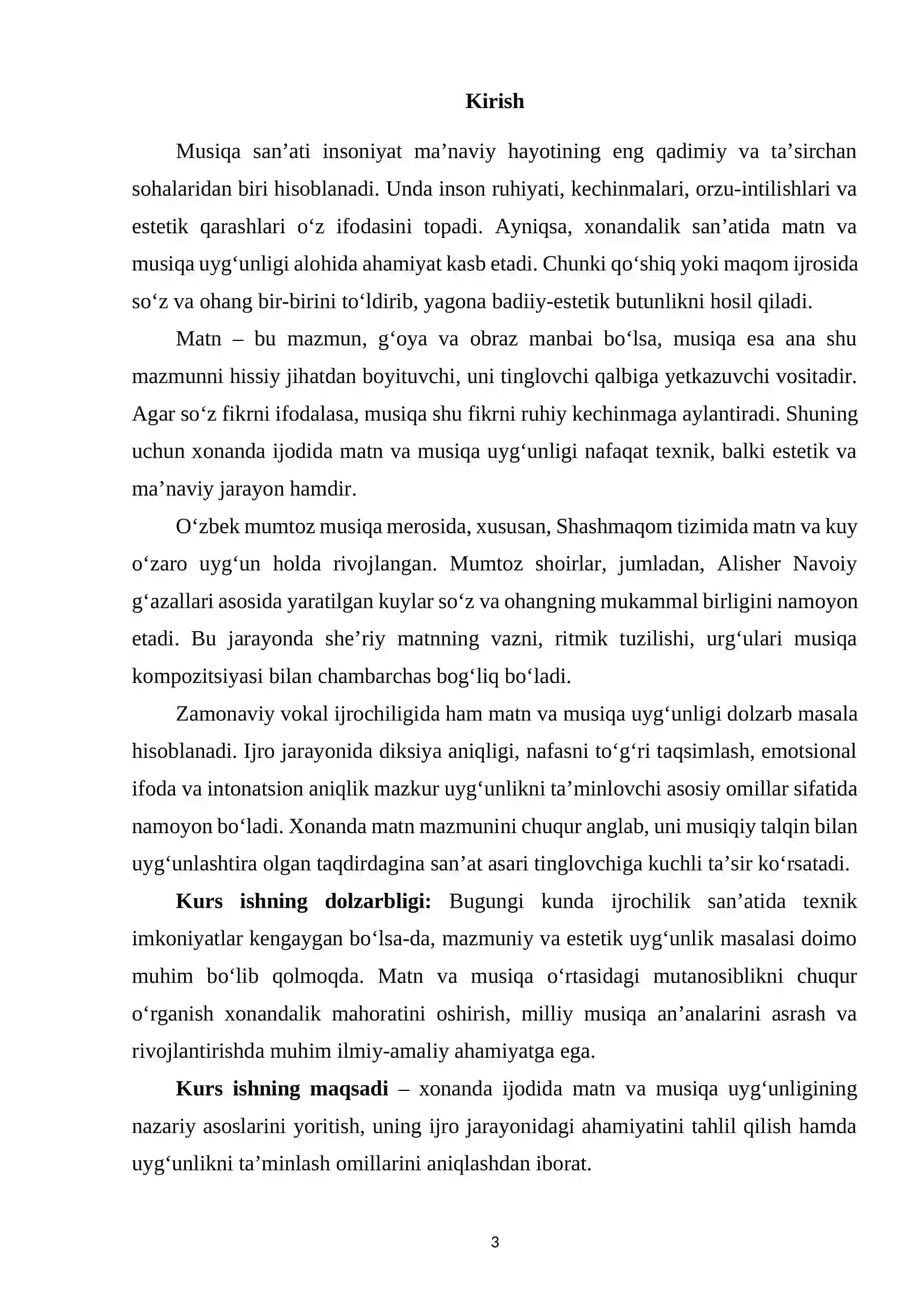 XONANDALIKDA MATN VA MUSIQA UYG'UNLIGI 2