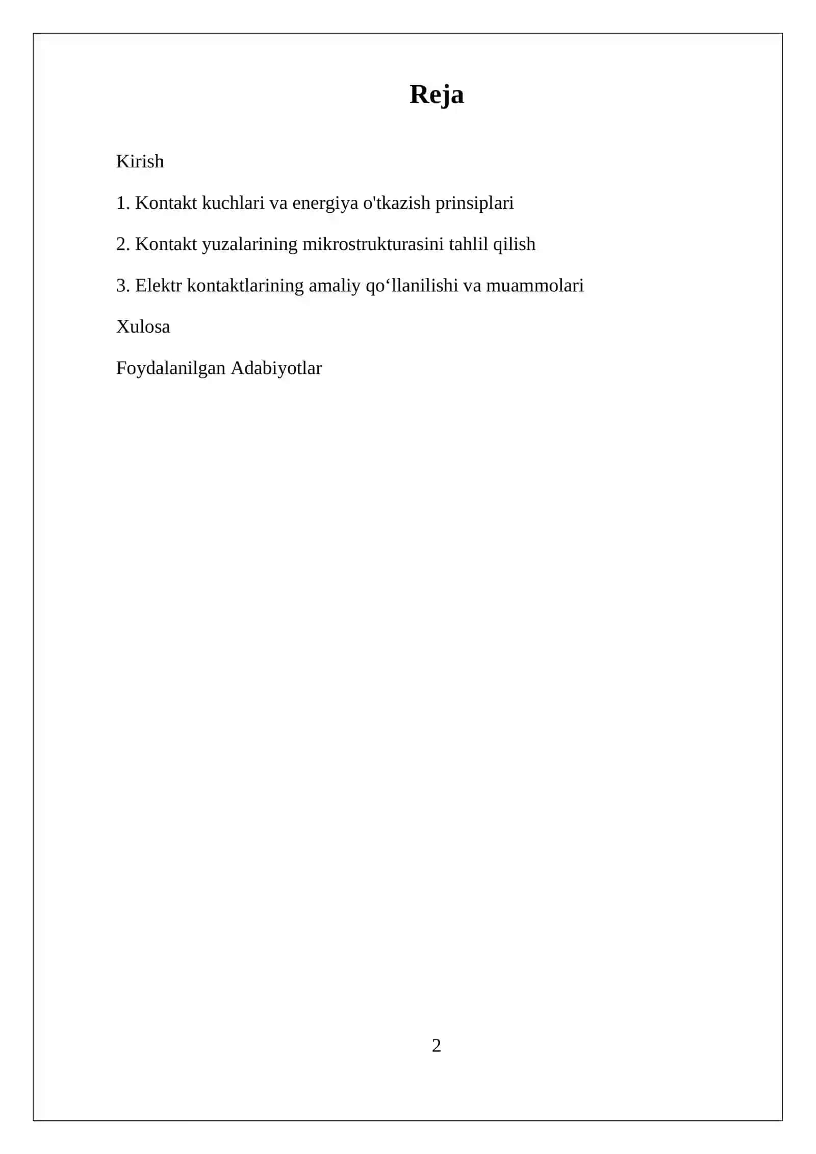 Kontakt hodisalar va energiya o'tkazish prinsiplari 2