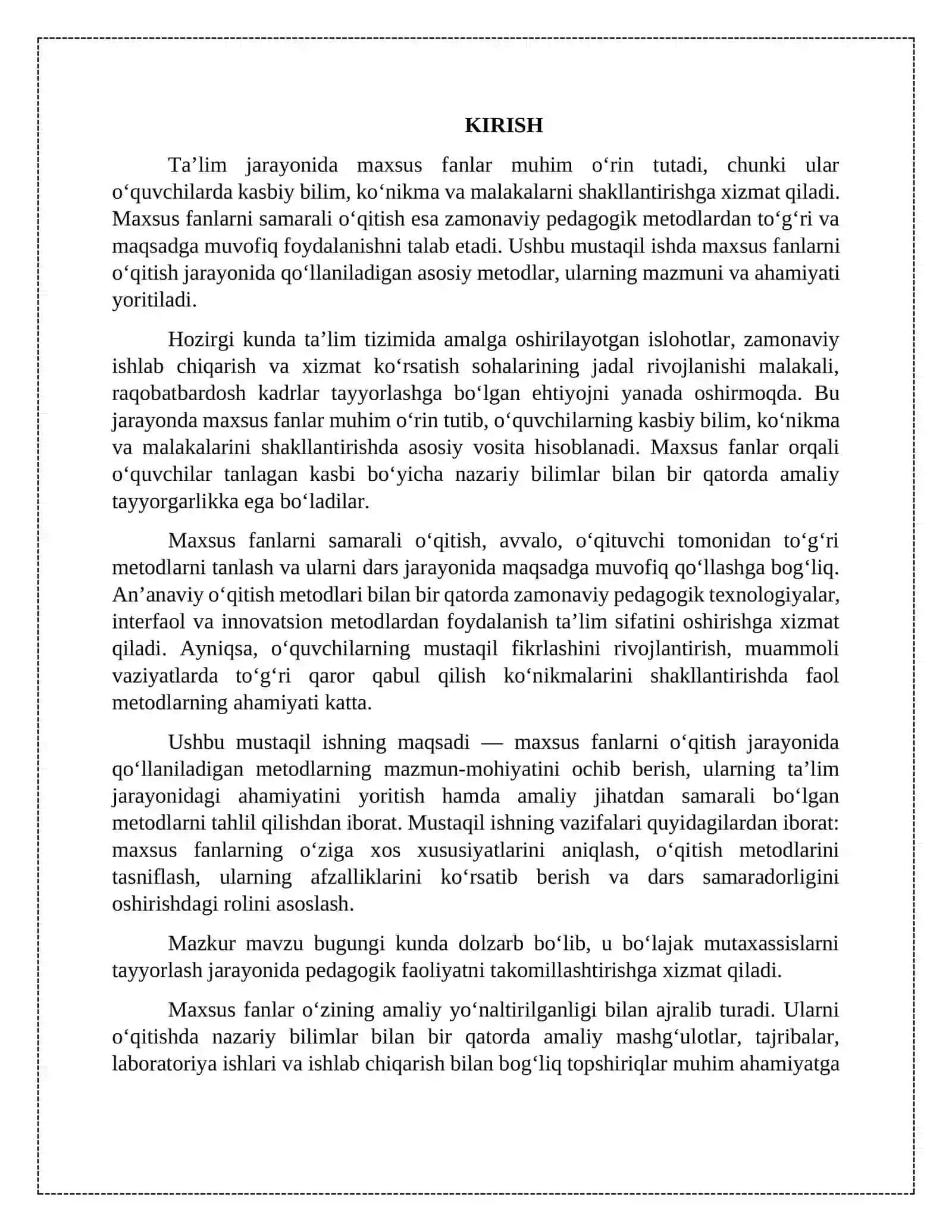 Maxsus fanini o‘qitish jarayonida qo‘llaniladigan metodlar 2