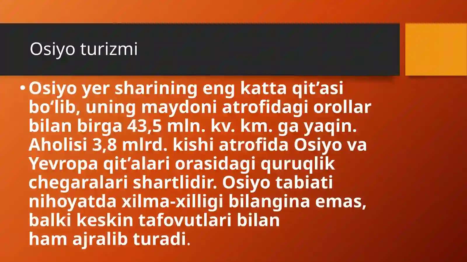 Osiyo turizmi 2