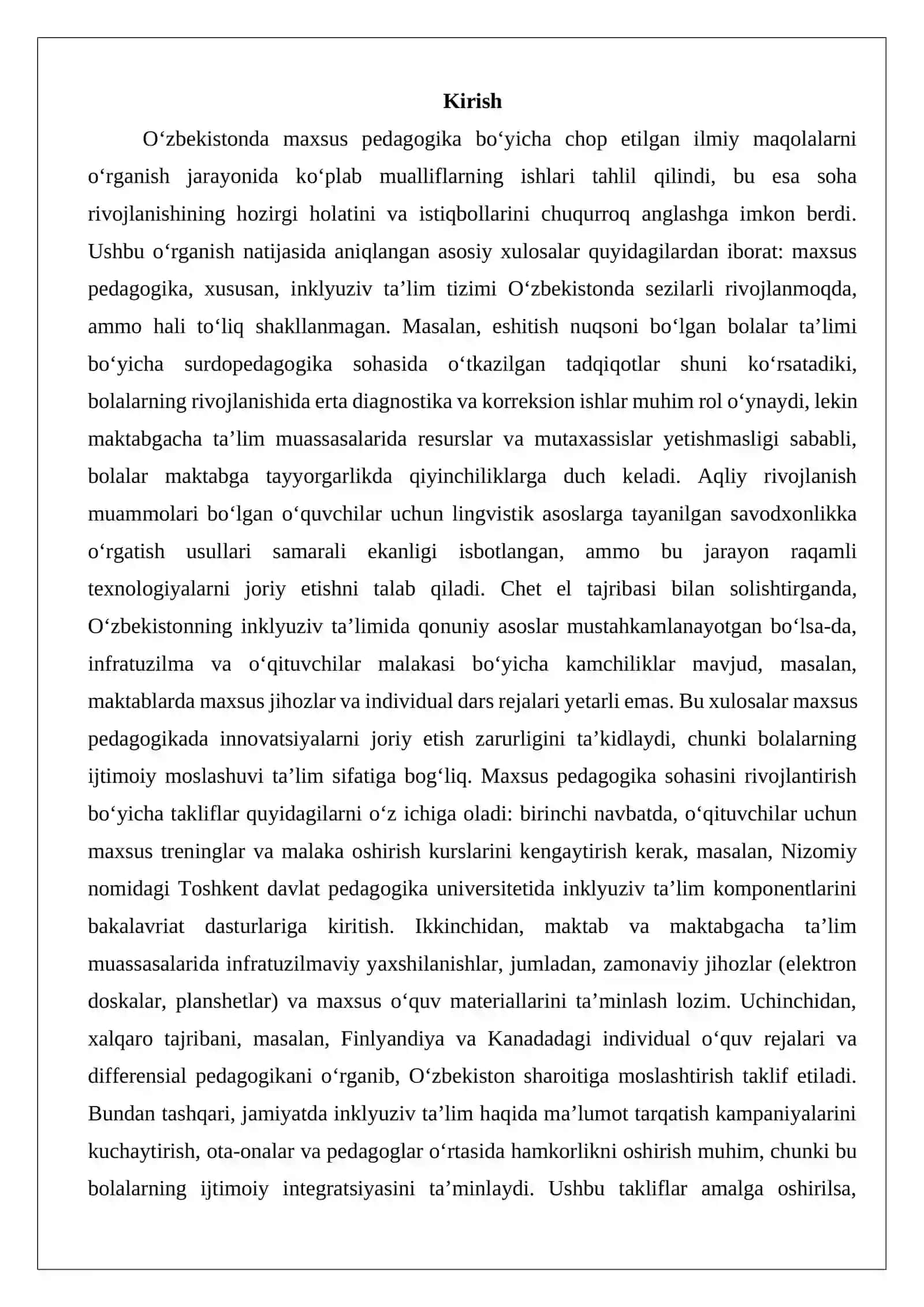 O‘zbekistonda maxsus pedagogika bo‘yicha chop etilgan ilmiy maqolalarni o‘rganish 2
