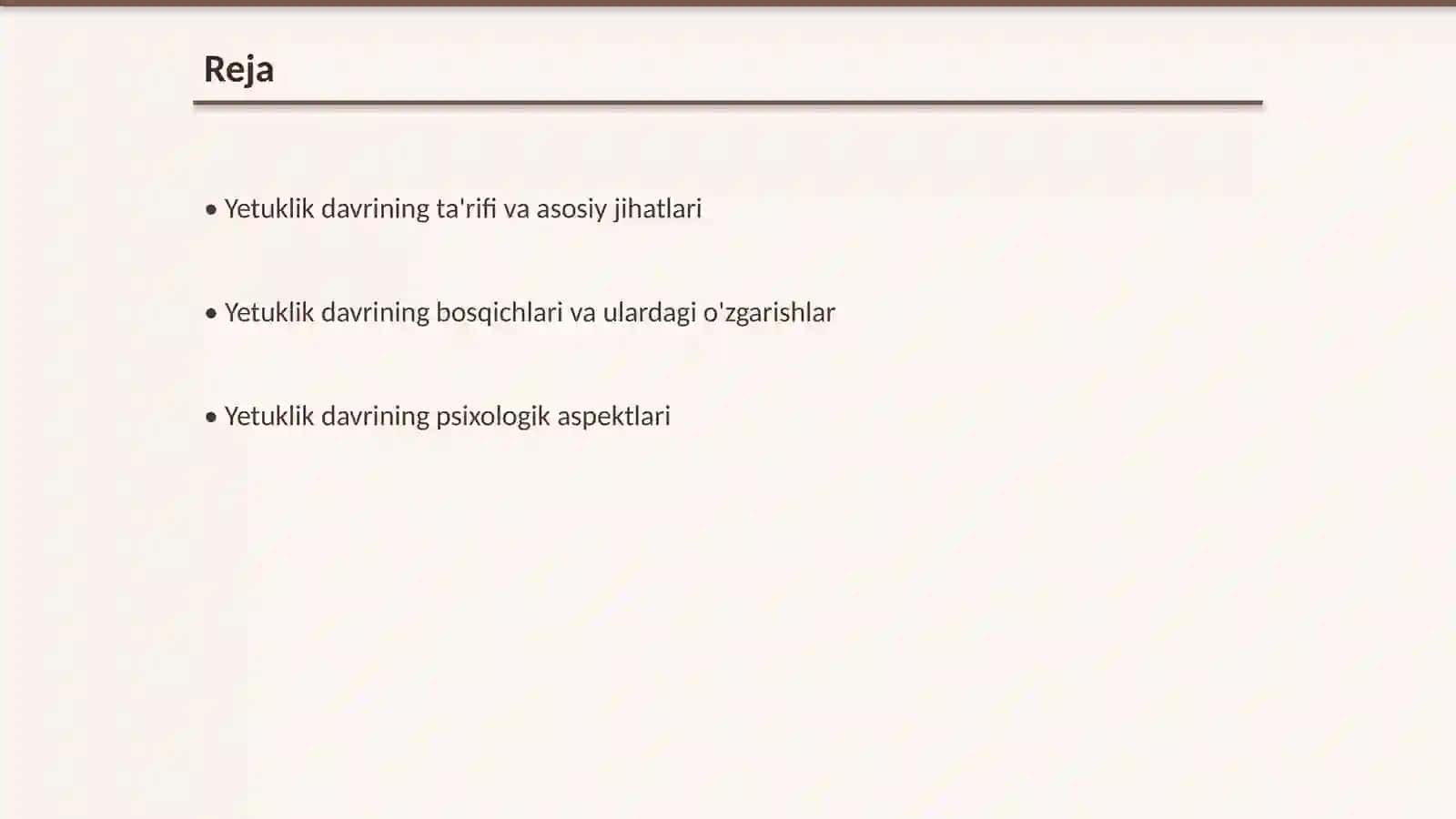 Yetuklik davrining davrlashtirilishi 2