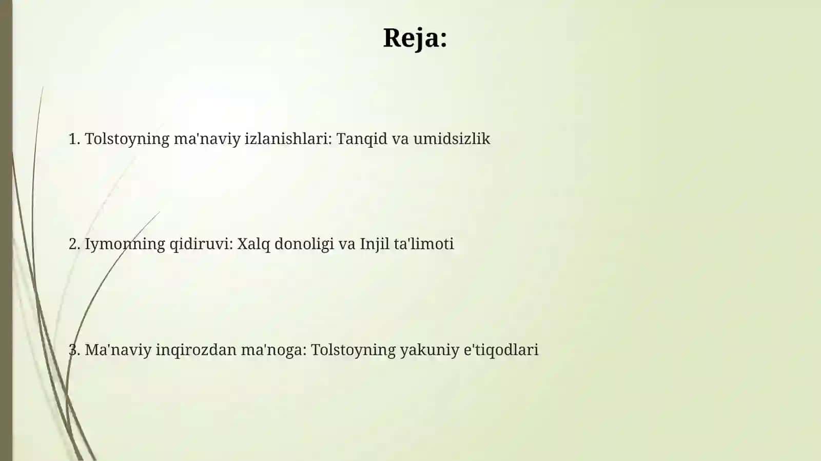 LevTolstoyningʼʼIqrornomaʼʼasaridagidiniyeʼtiqodlar 2