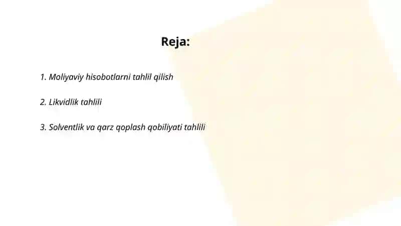 Moliyaviy va boshqarish tahlili 2