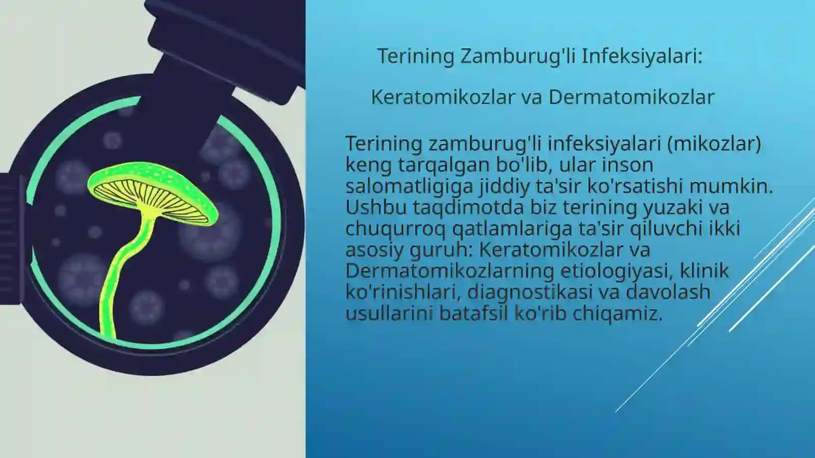 Terining zamburug'li infeksiyalari: Keratomikozlar va Dermatomikozlar 2