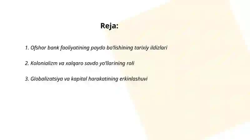 Ofshor bank faoliyatining paydo boʻlishi 2