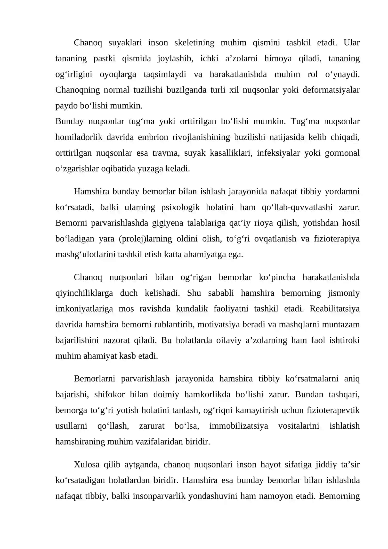 Chanoq organlari kasalliklarini operativ davolashda hamshiralik ishi 2