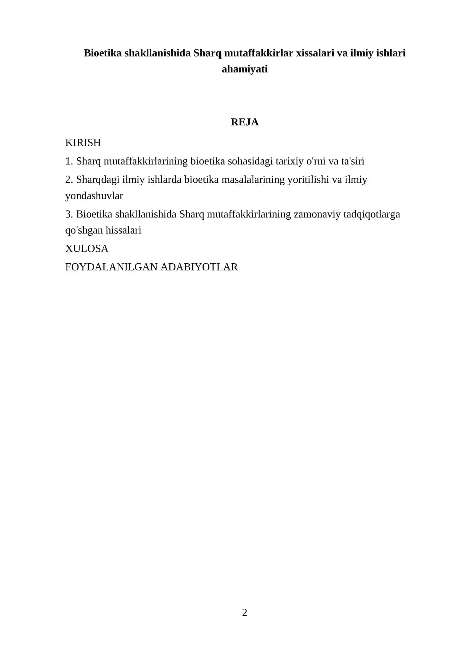 Bioetika shakllanishida Sharq mutaffakkirlar xissalari va ilmiy ishlari ahamiyati 2