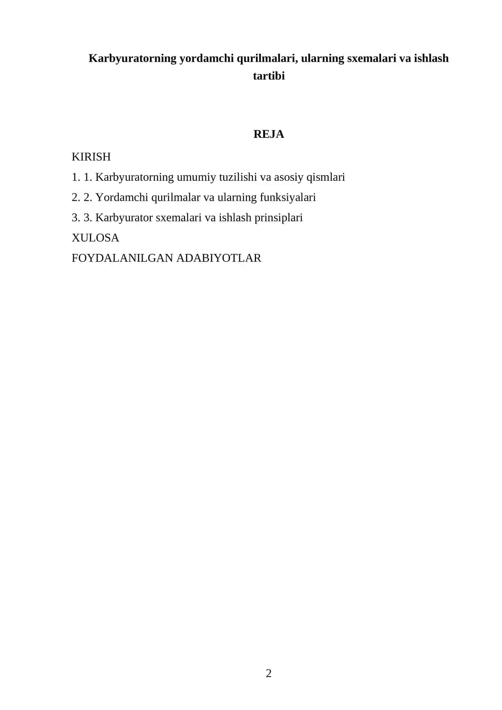 Karbyuratorning yordamchi qurilmalari, ularning sxemalari va ishlash tartibi 2