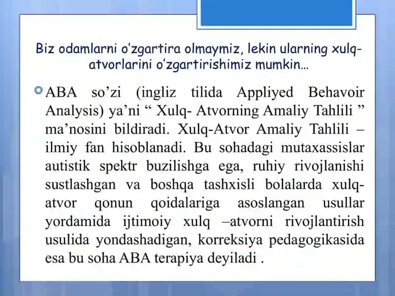 ABA terapiya haqida taqdimot 2