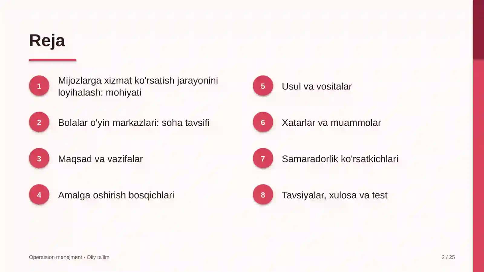 bolalar o'yin markazlarida mijozlarga xizmat ko'rsatish jarayonini loyihalash 7912 2