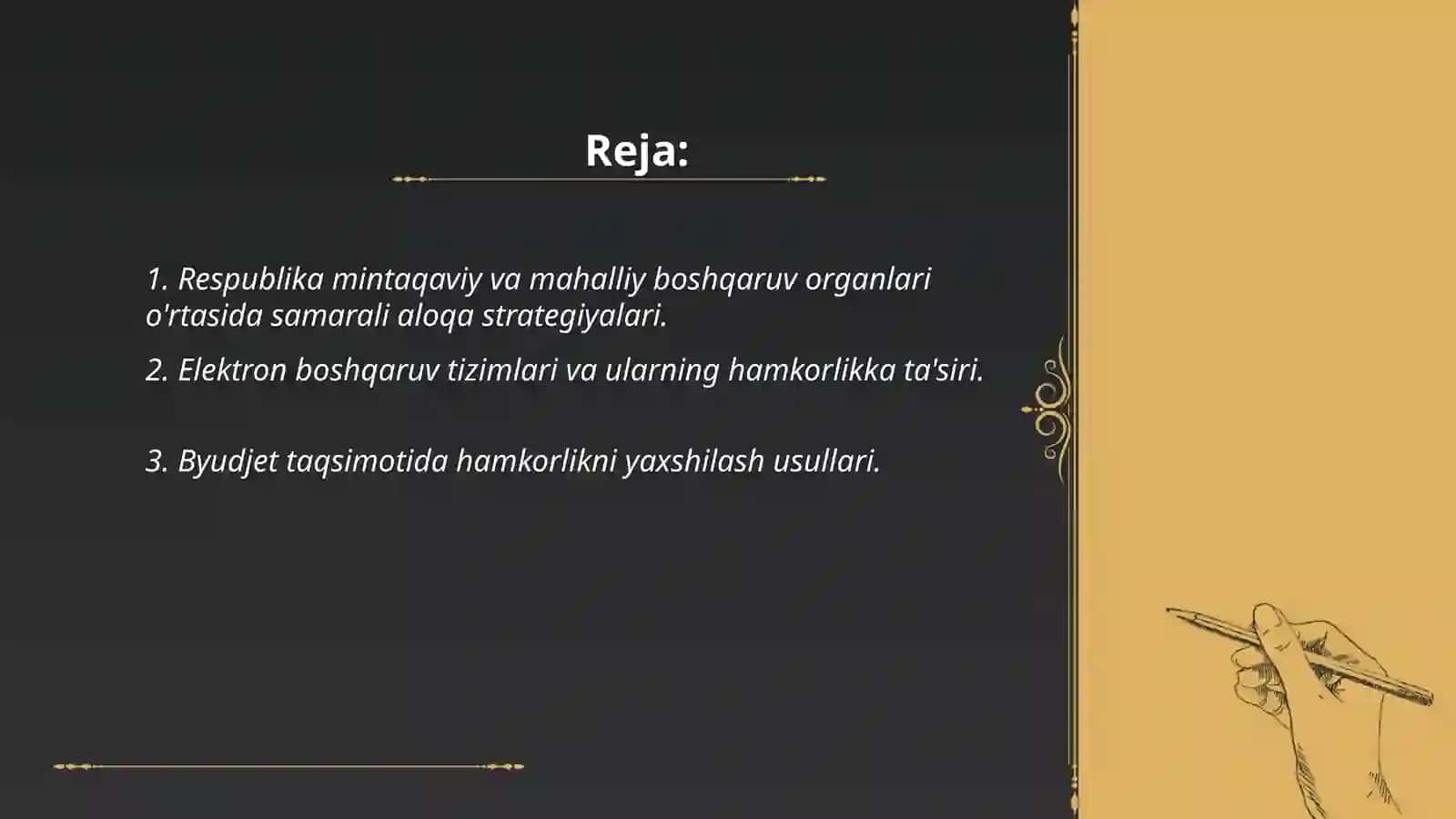 Respublika mintaqaviy va mahali boshqaruv organlari o'rtasida samarali aloqa strategiyalari 2