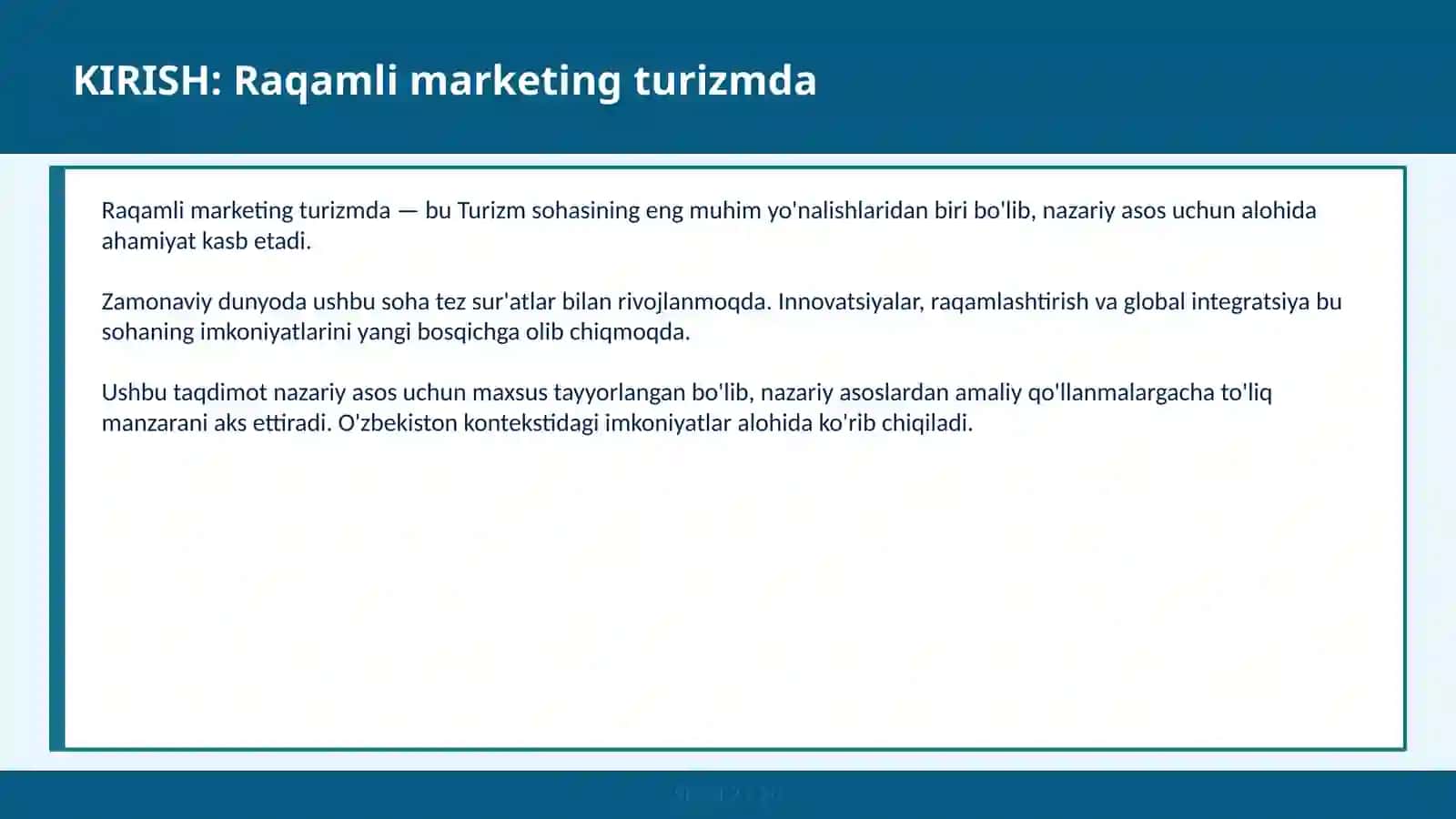 Raqamli marketing turizmda 2