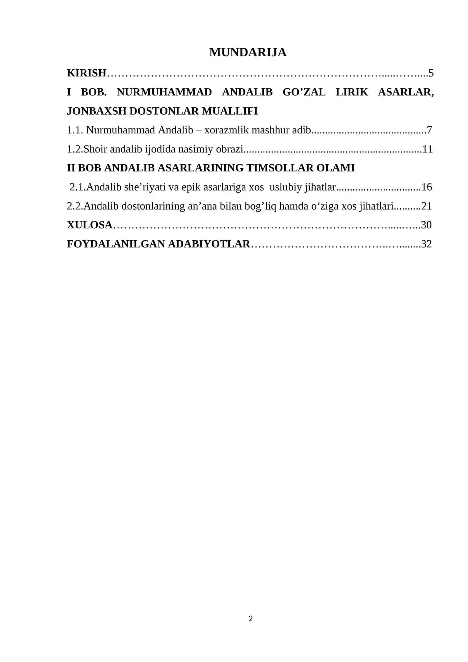 "Andalib dostonlarining timsollar olami" 2