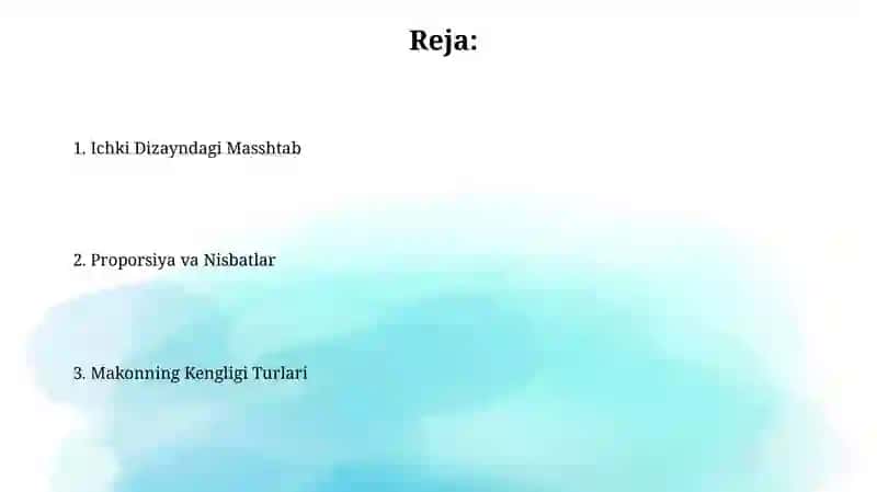 Interyer tashkil etgan fazoviy kenglik turlarini tashkil etish 2