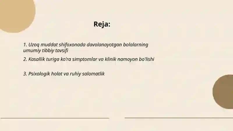 Uzoq muddat shifoxonada davolanayotgan bolalar tavsifi 2
