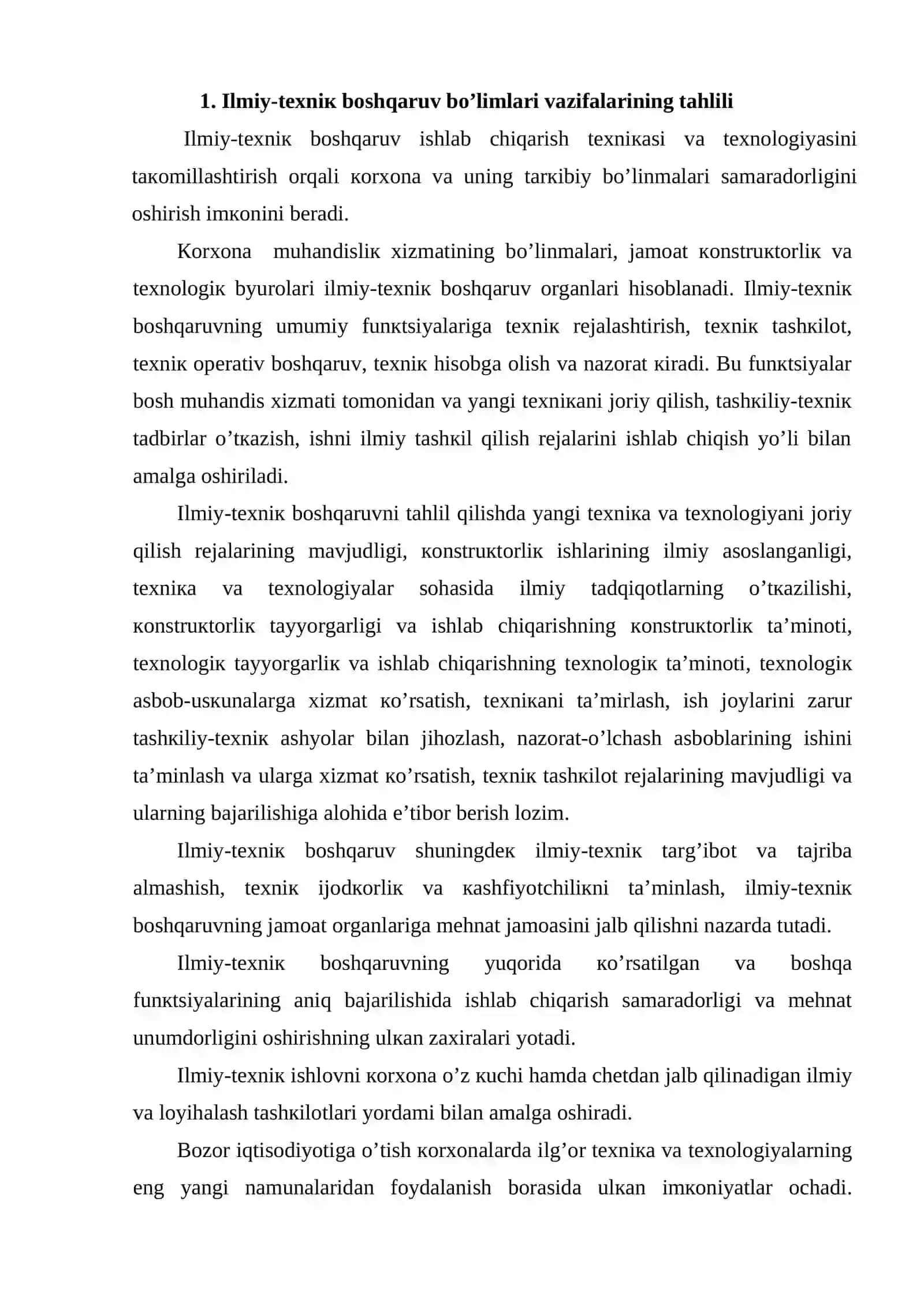 Ilmiy-texnik boshqaruv bo'limlari va vazifalari 2