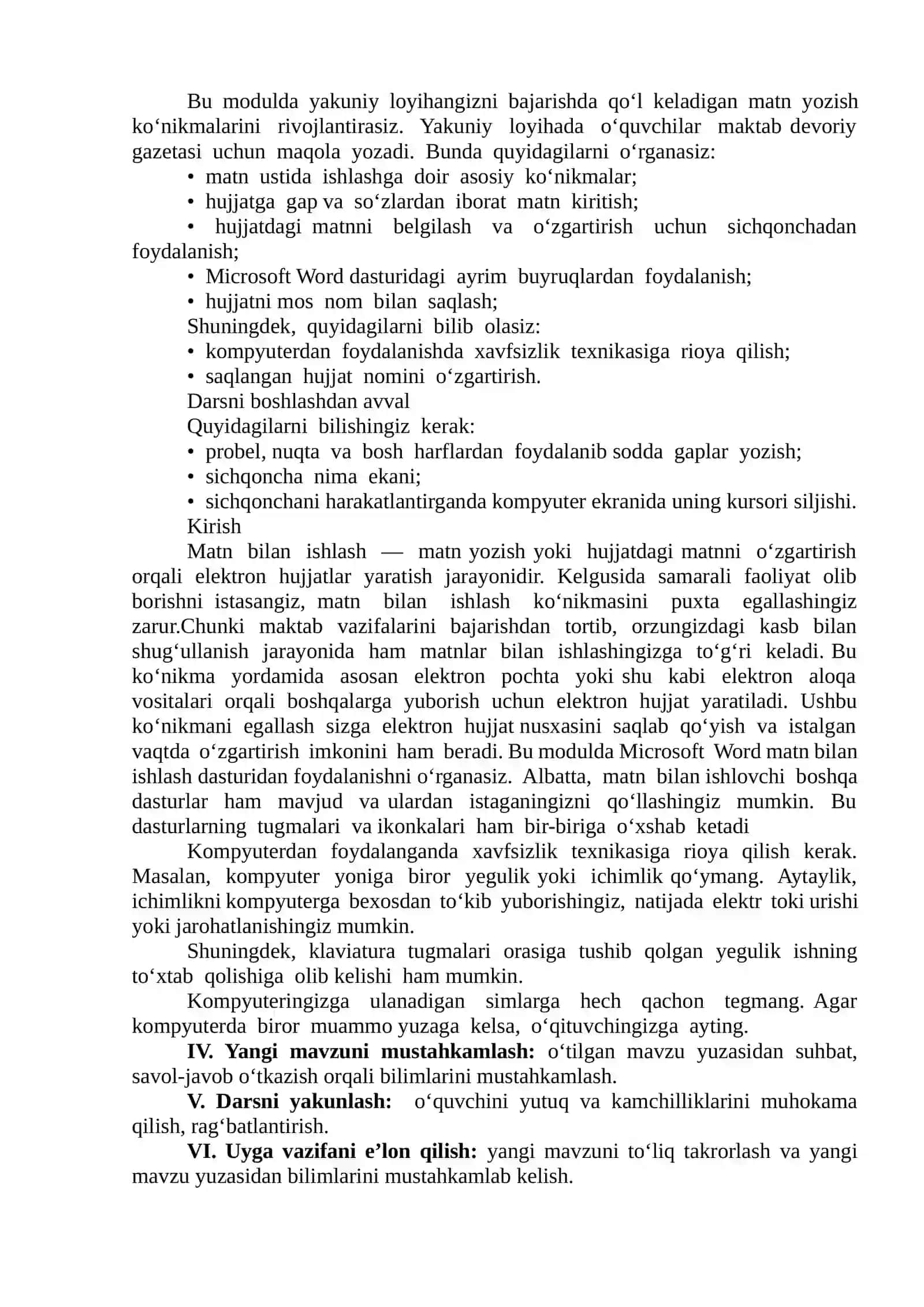 Matnli hujjat bilan ishlash 2