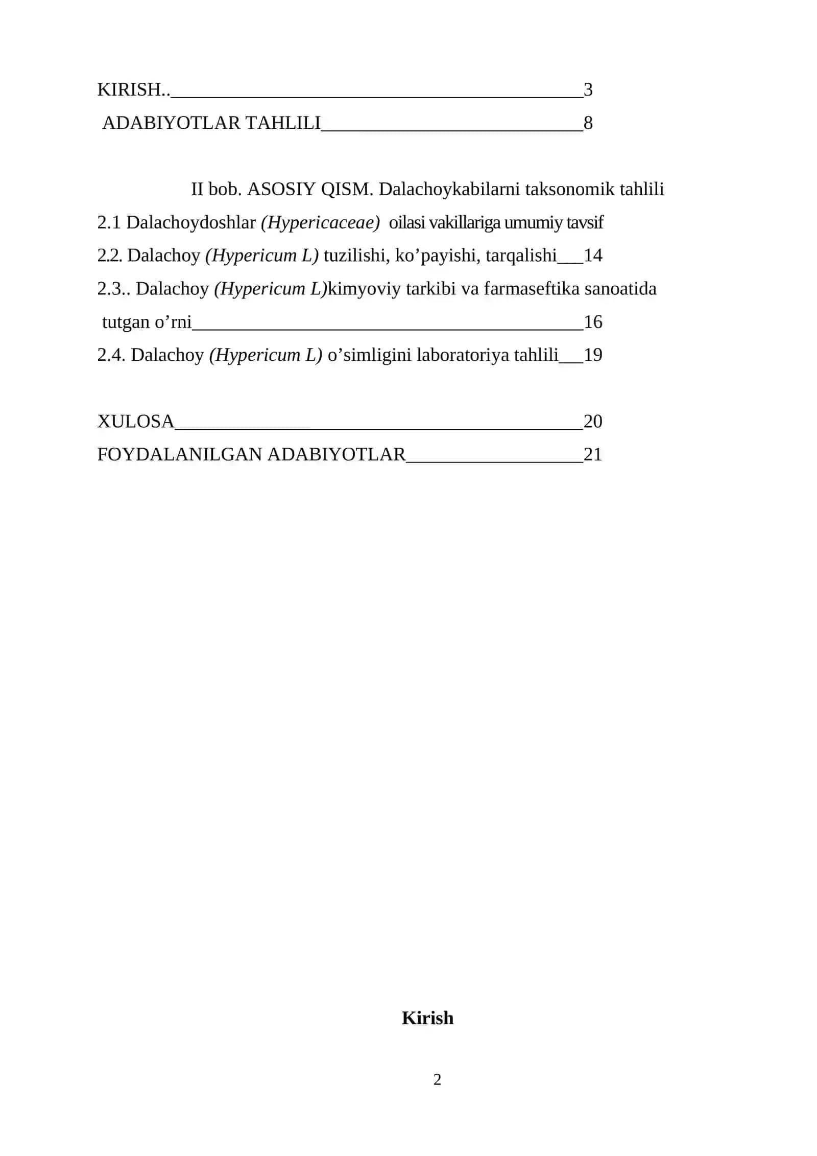 Dalachoy (Зверобой проырявленный) Hypericcum perforatum L. o’simligi urug’larini laboratoriya tahlili 2