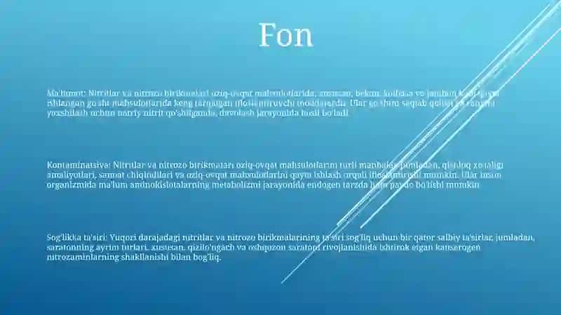 Оziq-Оvqаt Mаhsulоtlаrining Nitritlar Va Nitritrobirikmalari Bilan Ifloslanishi 2