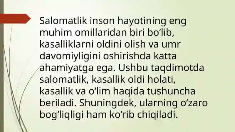 Salomatlik, kasallik oldi holati, kasallik, oʻlim 2