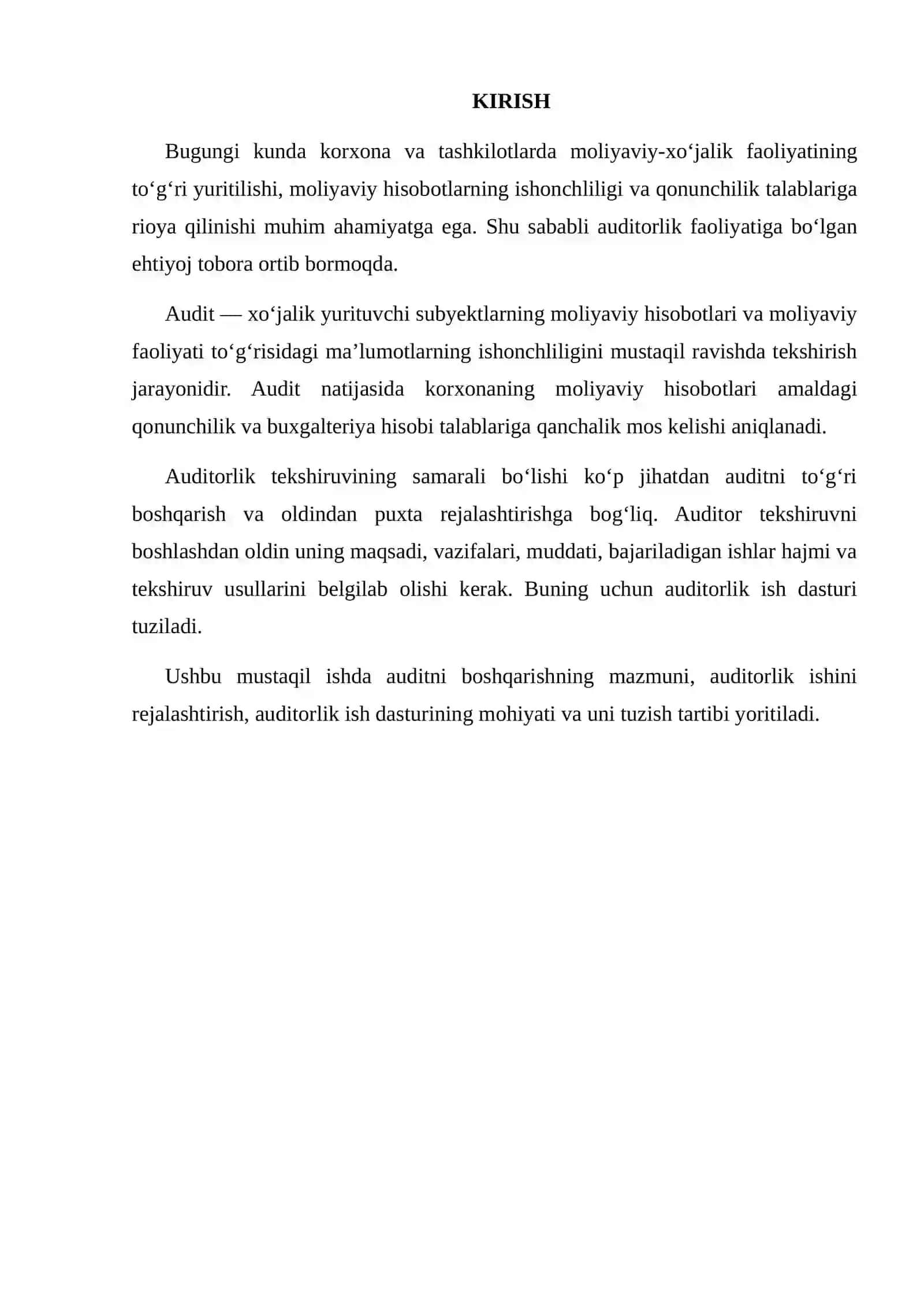 AUDITNI BOSHQARISH VA AUDITORLIK ISH DASTURINI TUZISH 2
