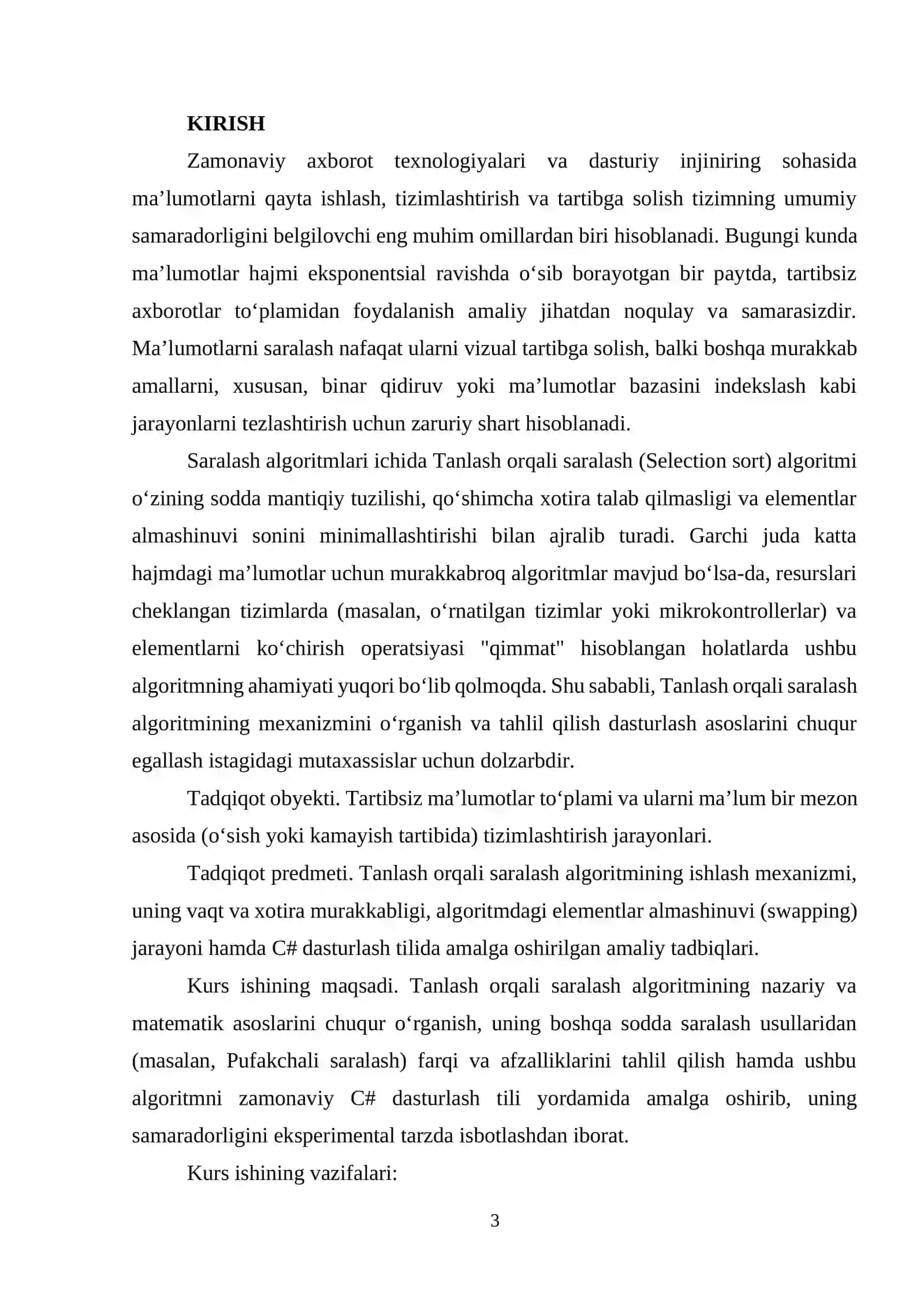 Tanlash orqali saralash (Selection sort) algoritmi 2
