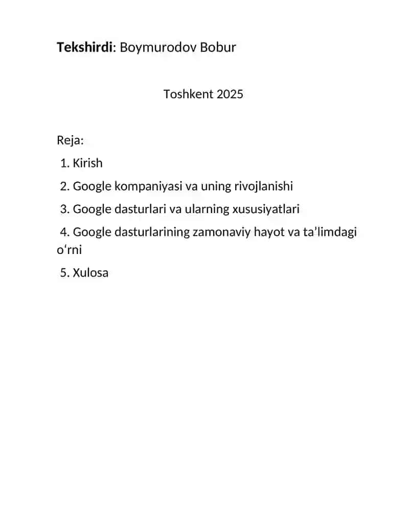 Google dasturlari va xususiyatlari 2