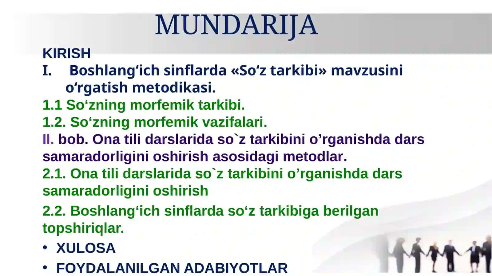 Boshlang‘ich sinflarda «So‘z tarkibi» mavzusini o‘rgatish metodikasi 2