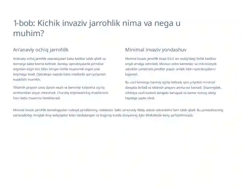 Xirurgiyada kichik invaziv aralashuvlar: Zamonaviy yondashuvlar va natijalar 2