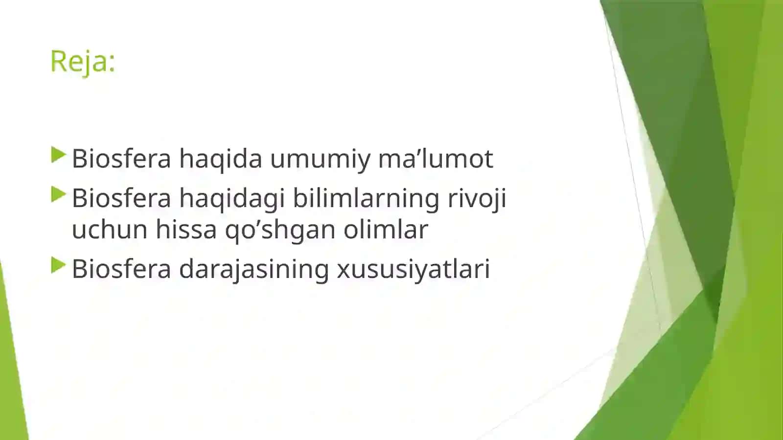 Biosfera darajasining xususiyatlari 2