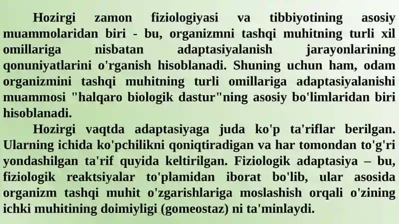 ADAPTAtSIYANING FIZIOLOGIK ASOSLARI 2