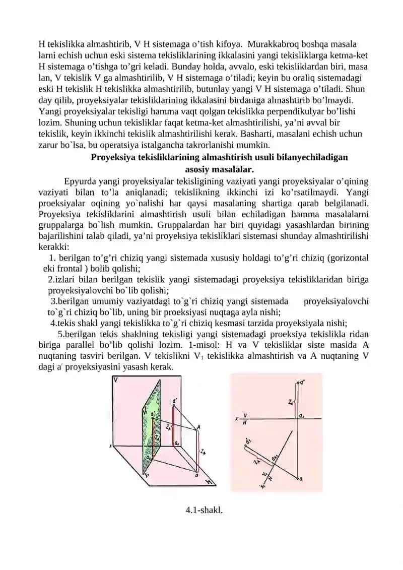 Proyeksiya Tekisliklari va Almashtirish Usullari 2