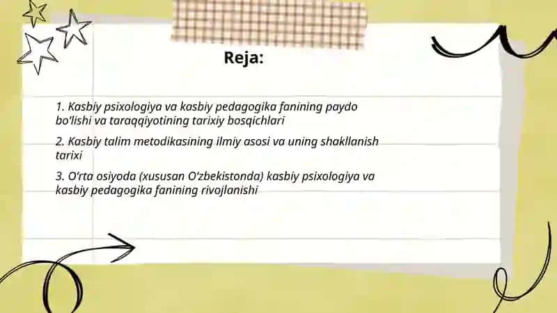 Kasbiy psixologiya va kasbiy pedagogika va kasbiy talim metodikasi fanining shakllanish tarixi 2