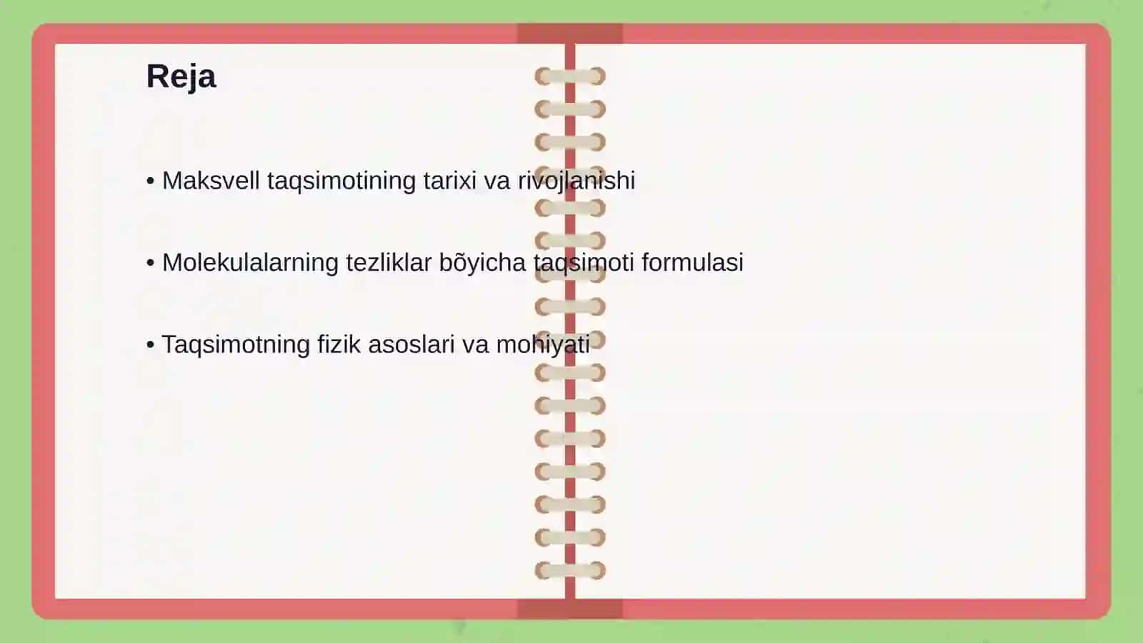 Molekulalarning tezliklar bõyicha Maksvell taqsimoti 2