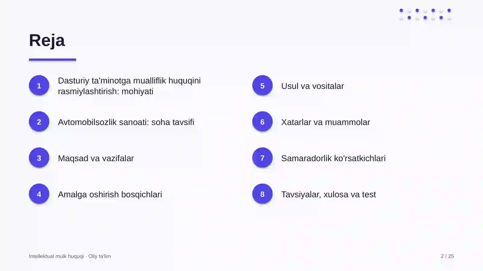 INTELLEKTUAL MULK HUQUQI · OLIY TA'LIM 2