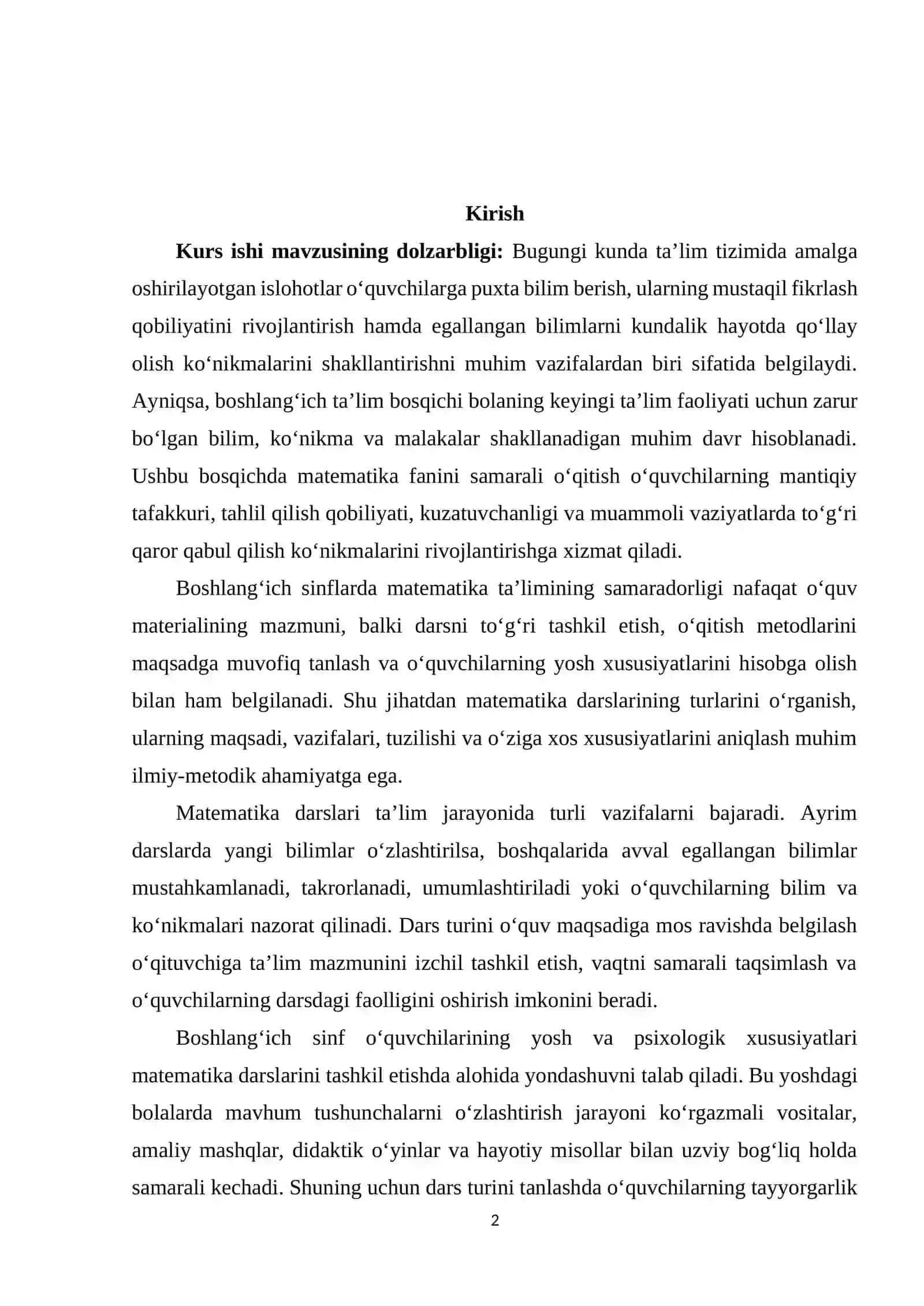 Boshlang‘ich sinf matematikasida dars turlari 2