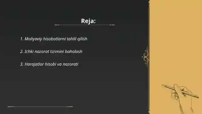 Qurilish korxonalarida auditorlik tekshiruvining yakuniy bosqichida bajariladigan auditorlik amallari 2