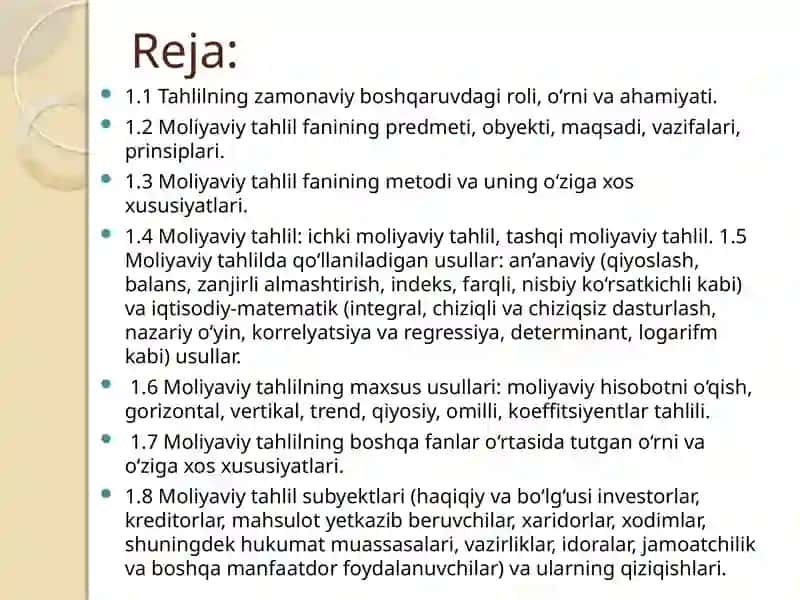 Moliyaviy tahlil fanining nazariy asoslari 2