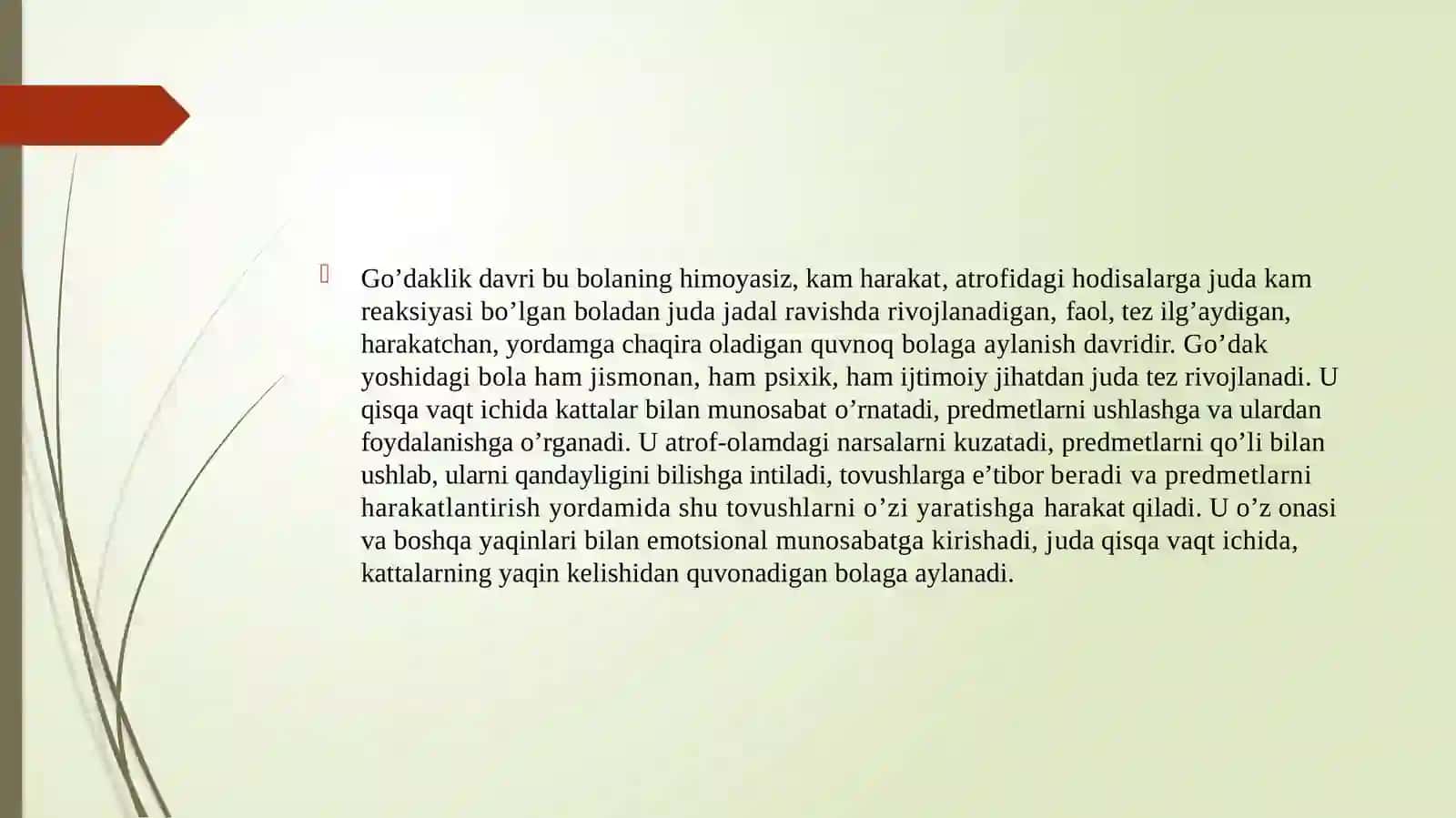 Go’daklik davrining psixologik xususiyatlari 2