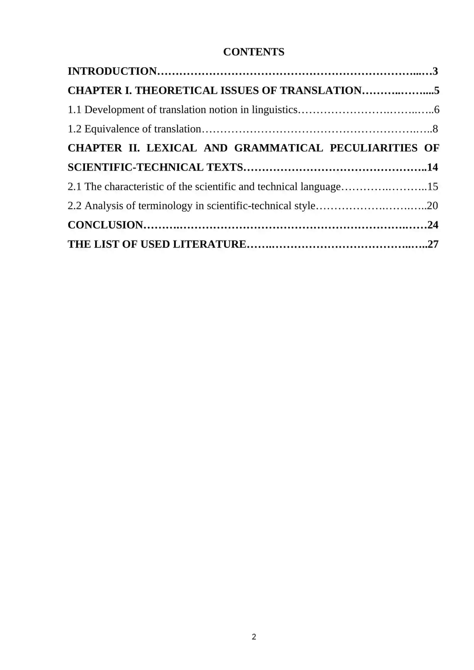 Course Work on Scientific Text in Modern 2