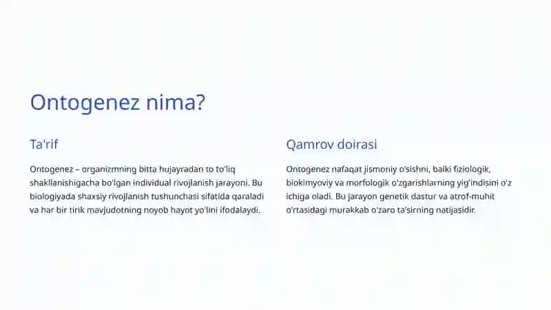 Ontogenez: Hayotning Shaxsiy Rivojlanish Yo'li 2