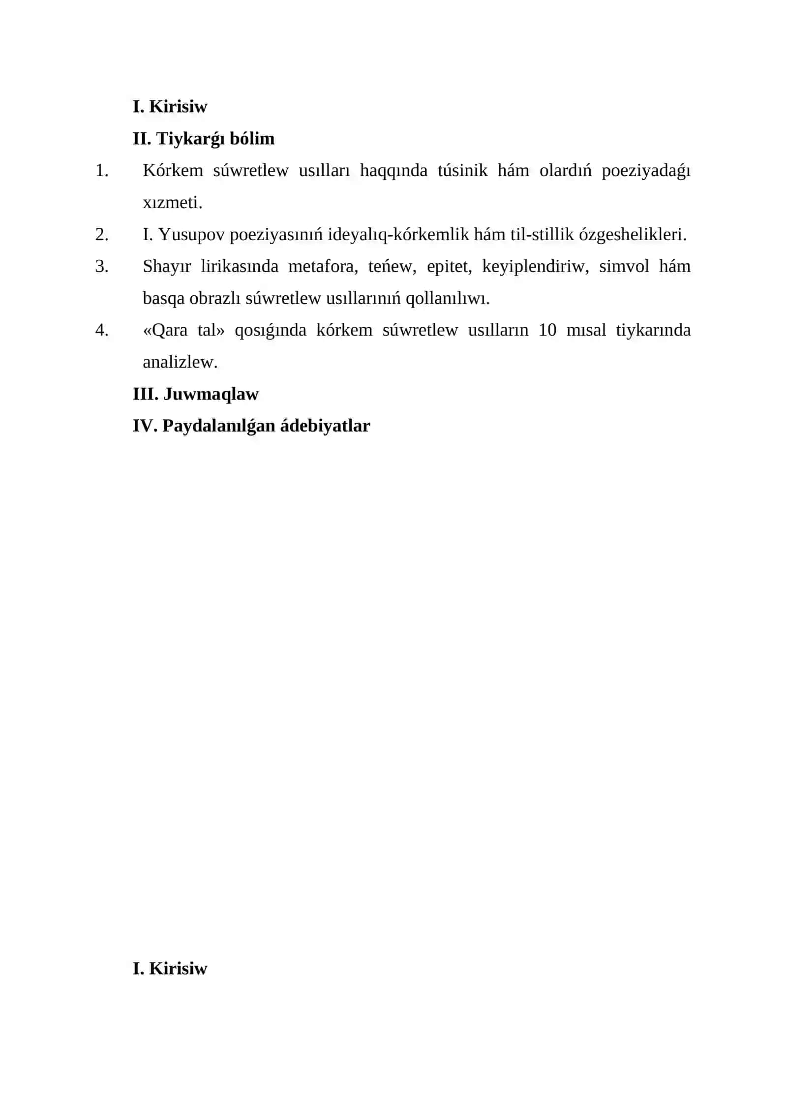 ÓZBEKISTAN RESPUBLIKASI JOQARI BILIMLENDIRIW ILIM HÁM INNOVACIYALAR MINISTRLIGI BERDAQ ATINDAĠI QARAQALPAQ MAMLEKETLIK UNIVERSITETI QARAQALPAQ FILOLOGIYASI 2