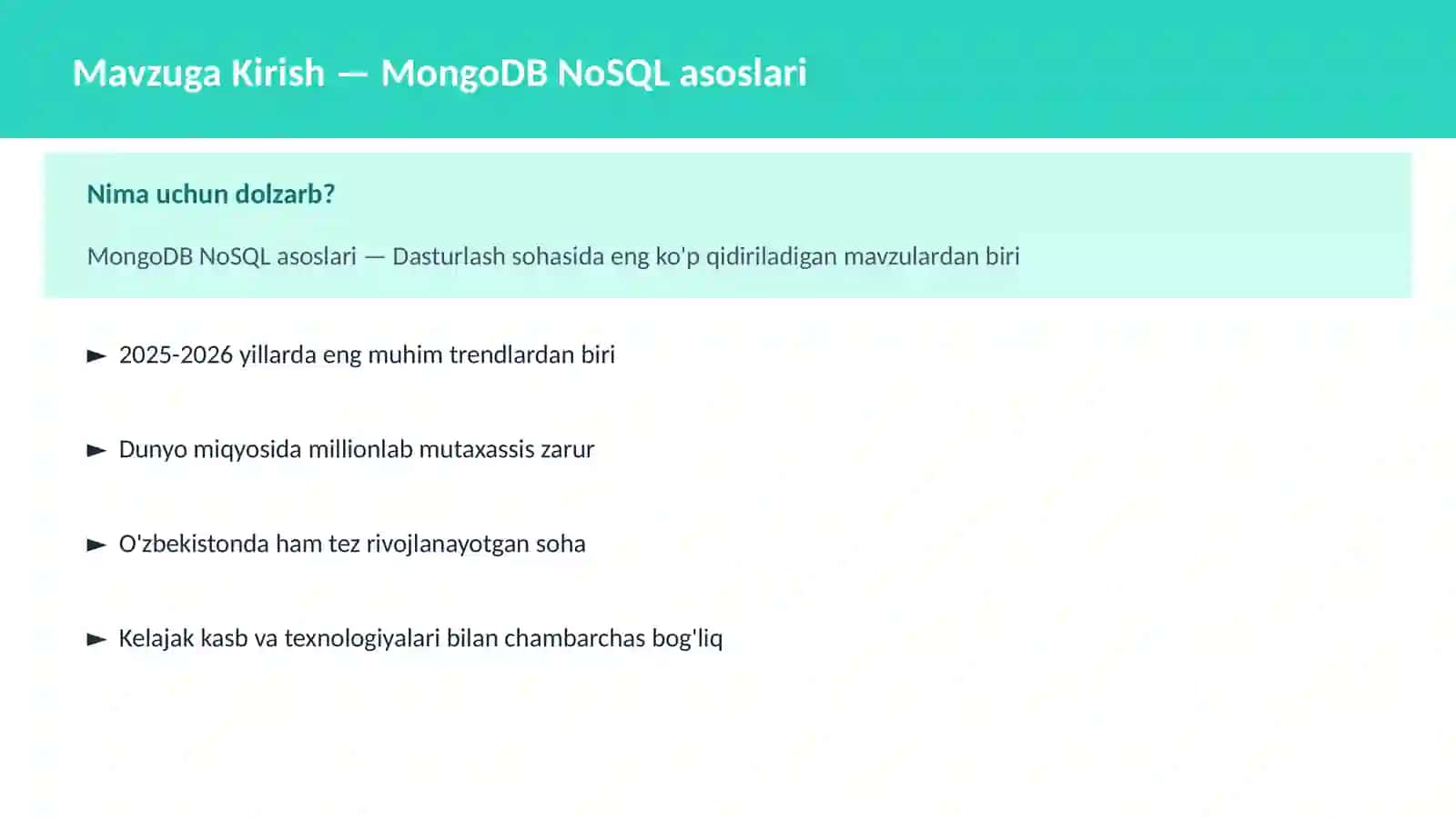 MongoDB NoSQL asoslari 2