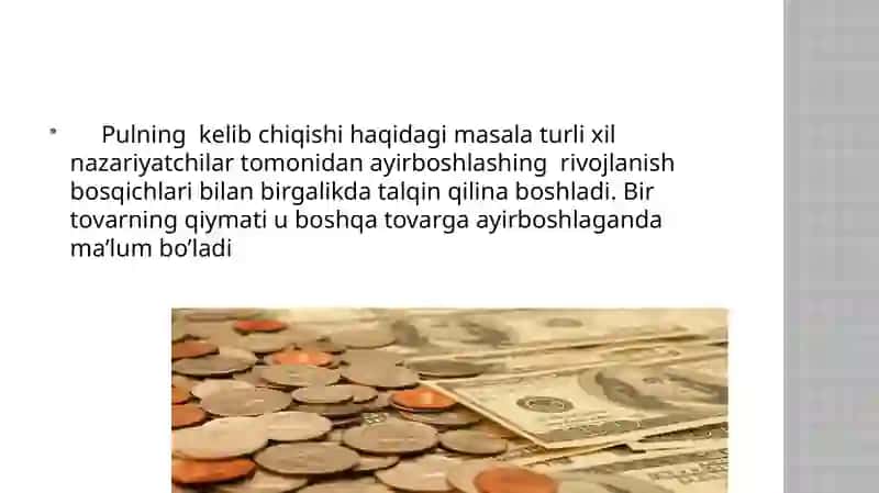 Pulning kelib chiqishi ta'rix 2