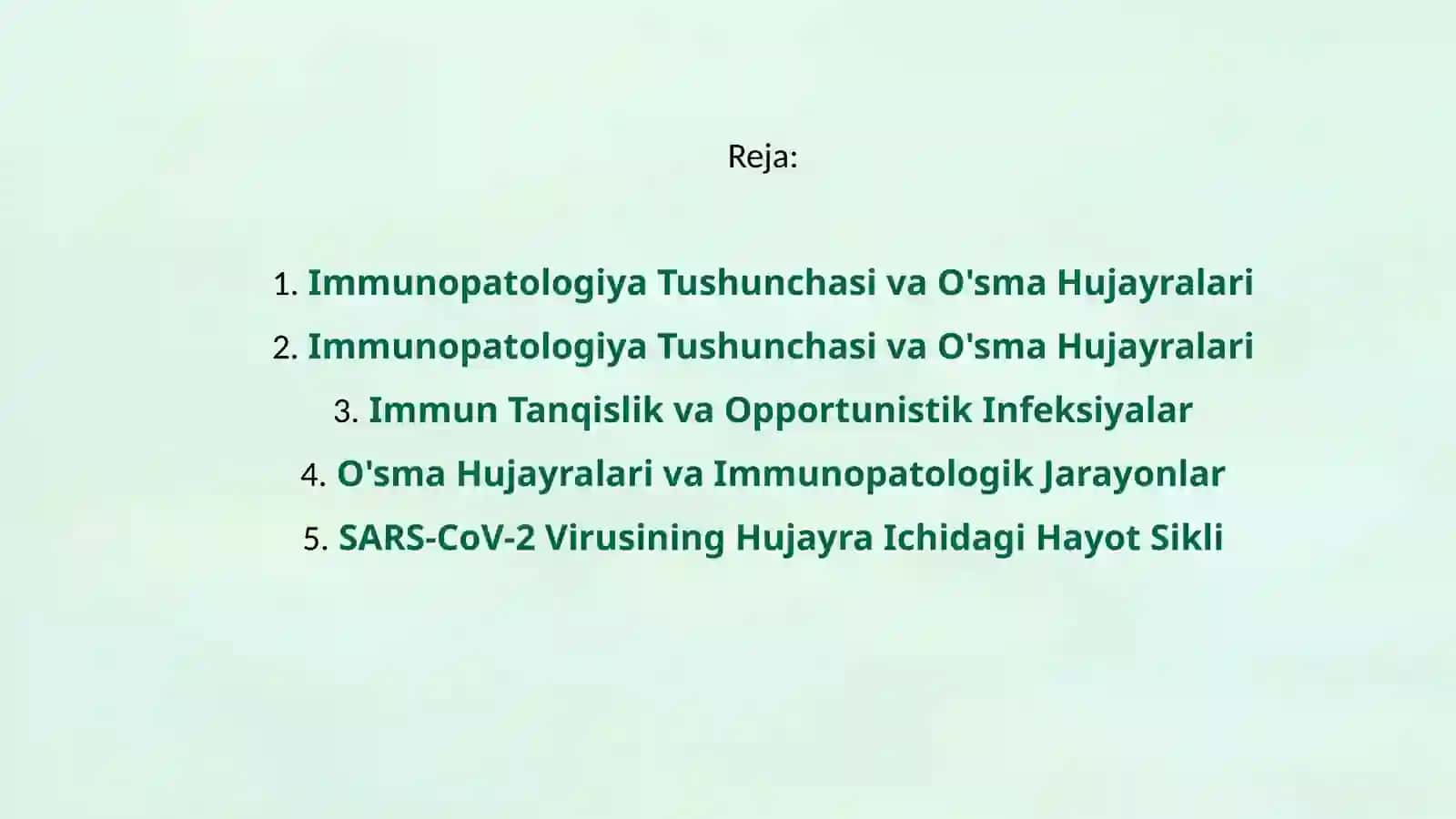 Immunopatologiya Tushunchasi va O'sma Hujayralari 2